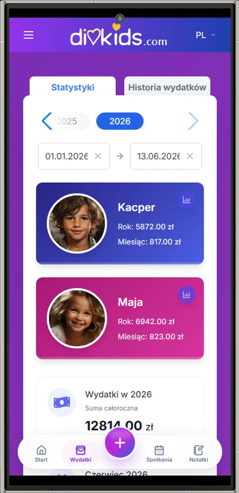 DivKids – panel de aplicación