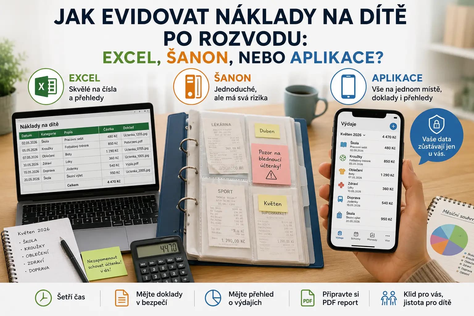 Jak evidovat náklady na dítě po rozvodu: Excel, šanon, nebo aplikace?