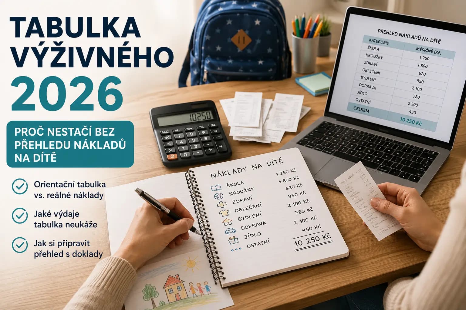 Tabulka výživného 2026 a přehled nákladů na dítě