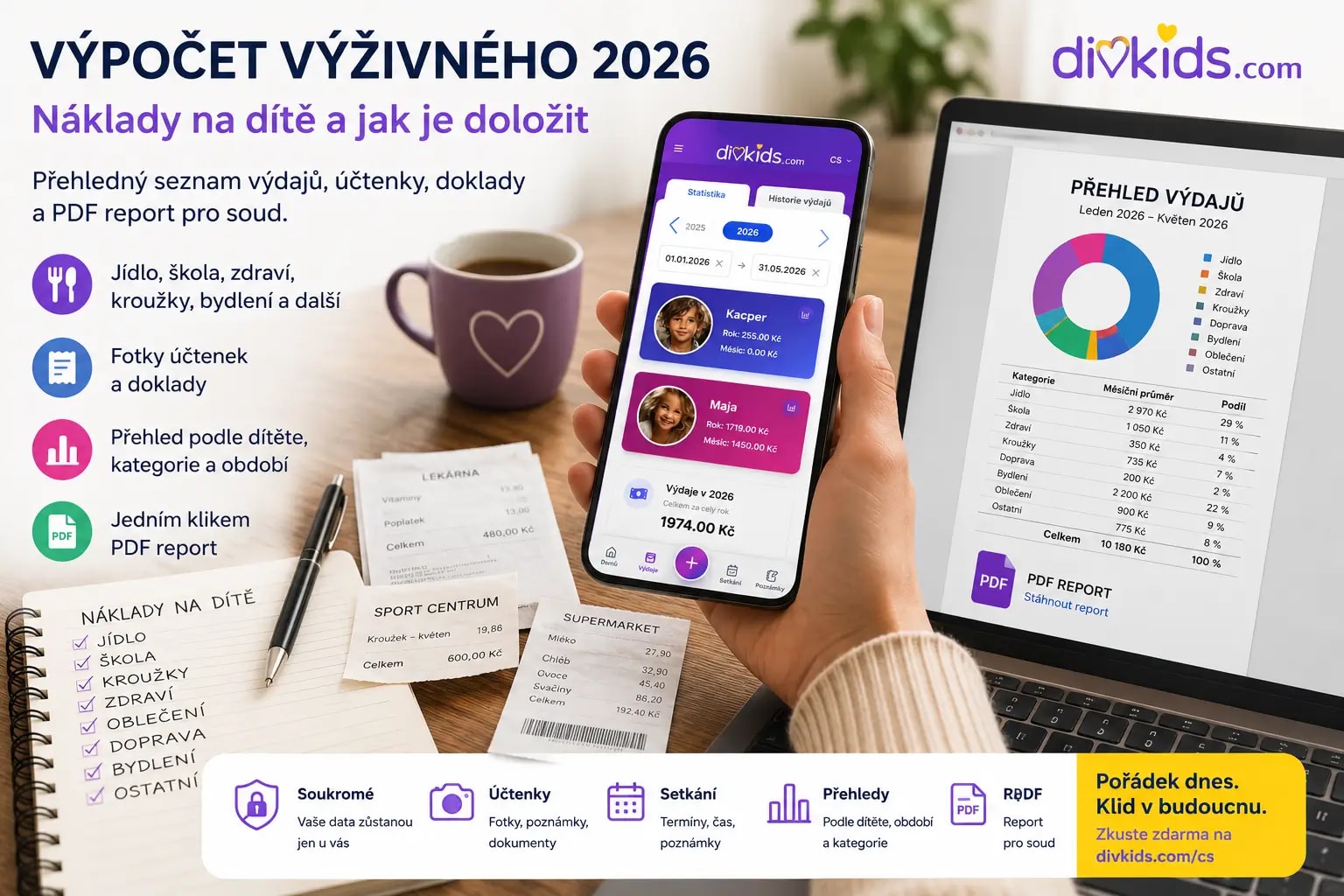 Výpočet výživného 2026: Jak sepsat reálné náklady na dítě a doložit je
